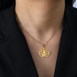 Collana da meditazione con fiore di loto in acciaio inossidabile | LIKGREAT