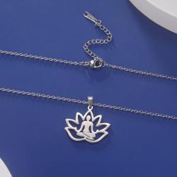 Collana da meditazione con fiore di loto in acciaio inossidabile | LIKGREAT