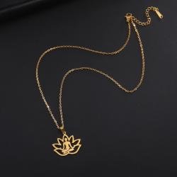 Collana da meditazione con fiore di loto in acciaio inossidabile | LIKGREAT
