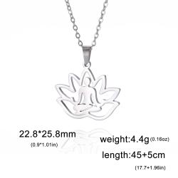 Collana da meditazione con fiore di loto in acciaio inossidabile | LIKGREAT