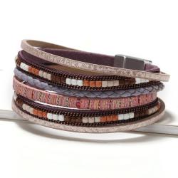 Boho-Armband aus gewebtem Leder für Damen | Magnetverschluss