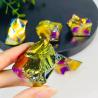 Obsidyen Kristal - Doğal, Elektrolizle Kaplanmış Parıltılı, Reiki Şifa