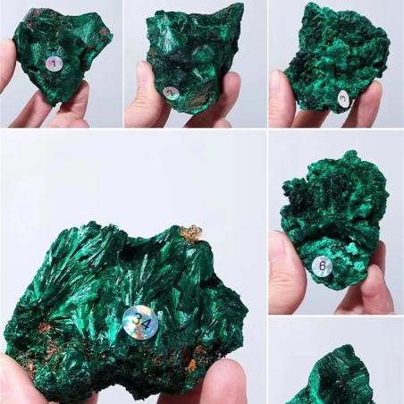 Cube de cristal de malachite brute naturelle - Spécimen minéral unique pour la décoration