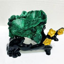 Cube de cristal de malachite brute naturelle - Spécimen minéral unique pour la décoration