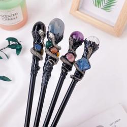 Sceptre boule de cristal naturel | Baguette magique artisanale pour cosplay