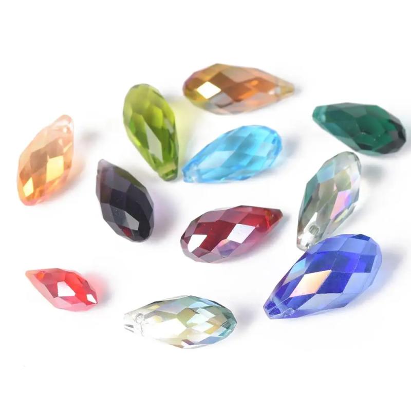 Teardrop Crystal Glass Pendants | AB Color Bead Drops for Jewelry M...