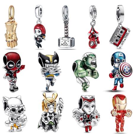 Gümüş Marvel Anime Figürlü Boncuklu Bileklik | 925 Ayar Plata De Ley