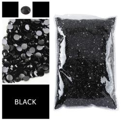 Strass en résine noire à dos plat - Cristaux ronds en gros pour loisirs créatifs