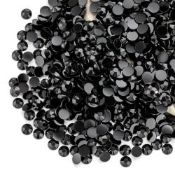 Strass en résine noire à dos plat - Cristaux ronds en gros pour loisirs créatifs