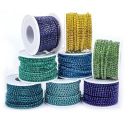 Garniture en strass scintillants : chaîne dorée à strass de 9 mètres pour la décoration