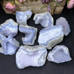 Pierre d'agate dentelle bleue brute : cristal de guérison et d'apaisement pour la méditation
