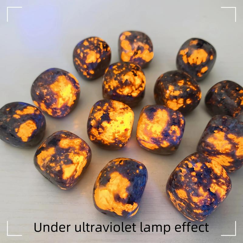 Yooperlite Yuvarlak Taş - Karanlıkta Parlayan, Reiki Şifası ve Dekorasyon