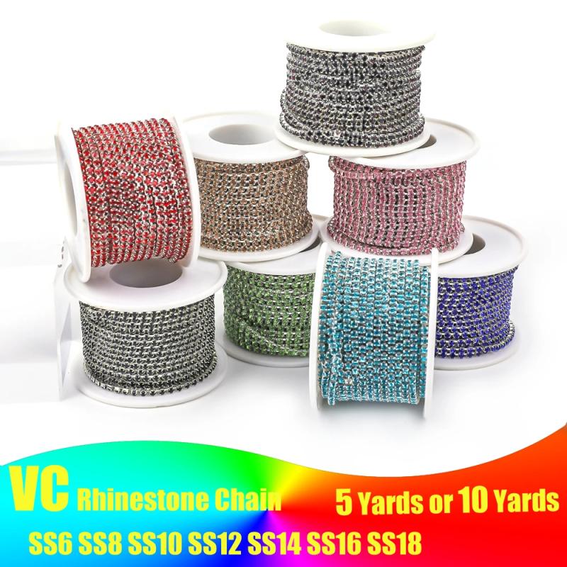 Rhinestone Zincir Süsleme - Dikilebilir ve Yapıştırılabilir Kristaller (SS6-SS18)