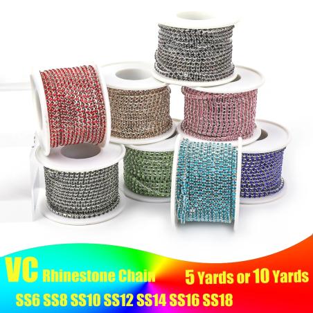 Rhinestone Zincir Süsleme - Dikilebilir ve Yapıştırılabilir Kristaller (SS6-SS18)