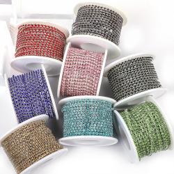 Rhinestone Zincir Süsleme - Dikilebilir ve Yapıştırılabilir Kristaller (SS6-SS18)
