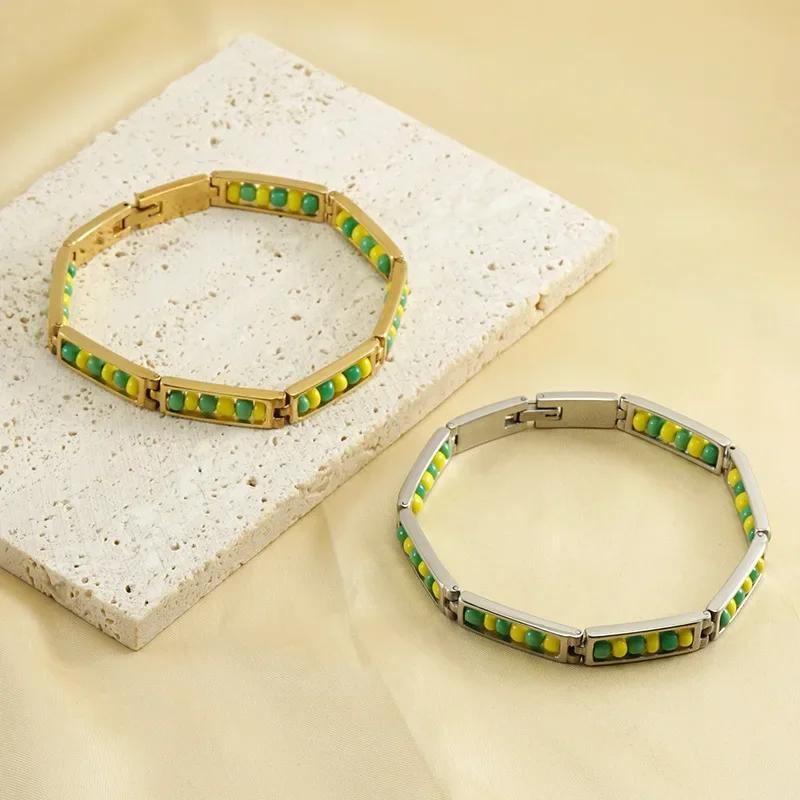 Vergoldetes Perlenarmband | Edelstahl & bunte Perlen