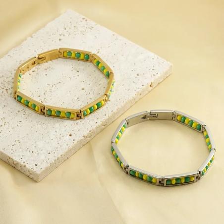 Vergoldetes Perlenarmband | Edelstahl & bunte Perlen