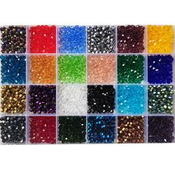 Ensemble de 24 perles de cristal de couleurs différentes | Facettes scintillantes pour la création de bijoux
