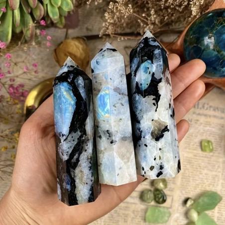Rainbow Moonstone Tower: Ethereal Home Decor & Gift