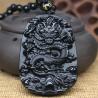 Collier pendentif dragon du zodiaque en obsidienne pour homme - Amulette porte-bonheur