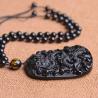 Collier pendentif dragon du zodiaque en obsidienne pour homme - Amulette porte-bonheur