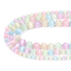 Perles en pierre œil-de-chat colorées | Fournitures pour la création de bijoux DIY