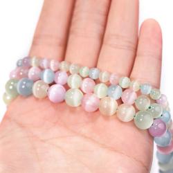 Perles en pierre œil-de-chat colorées | Fournitures pour la création de bijoux DIY