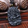 Collier pendentif dragon du zodiaque en obsidienne pour homme - Amulette porte-bonheur
