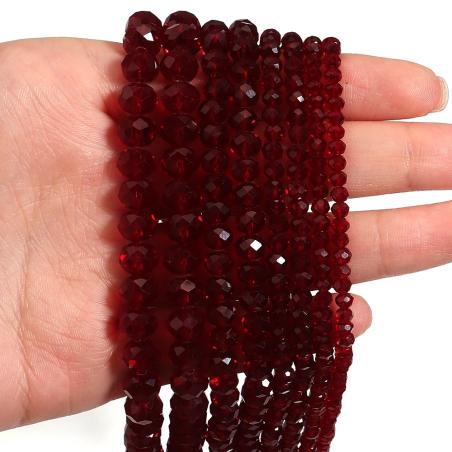 Perles de cristal rouge grenade à facettes pour la création de bijoux