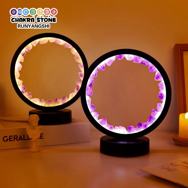 Lampe en cristal d'améthyste : Décoration d'intérieur élégante et apaisante