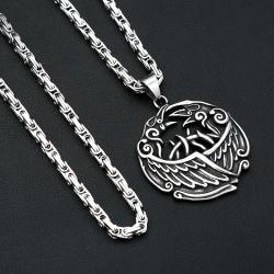 Wikinger-Halskette mit Odin-Rabenanhänger | Amulett aus Edelstahl