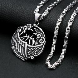 Wikinger-Halskette mit Odin-Rabenanhänger | Amulett aus Edelstahl