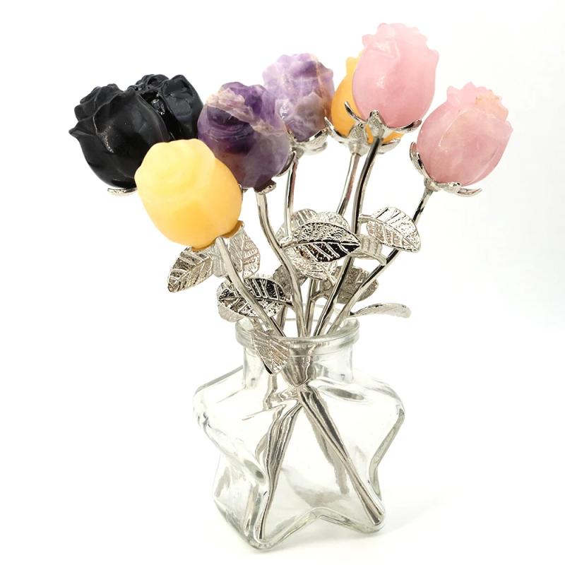 Décoration en améthyste, rose et pierres précieuses : sculptures en cristal pour la maison et cadeaux