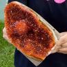 Amas de cristaux de quartz orange : Décoration minérale unique et cadeau