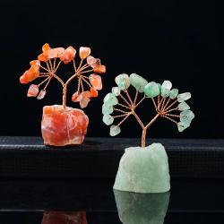 Ornement d'arbre en cristal naturel | Décoration à faire soi-même avec des pierres concassées