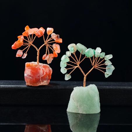 Ornement d'arbre en cristal naturel | Décoration à faire soi-même avec des pierres concassées