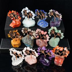 Ornement d'arbre en cristal naturel | Décoration à faire soi-même avec des pierres concassées
