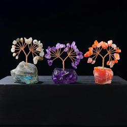 Ornement d'arbre en cristal naturel | Décoration à faire soi-même avec des pierres concassées