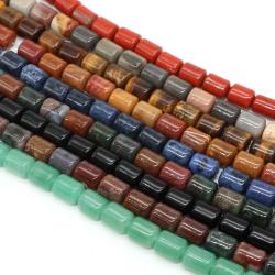 Perles d'agate œil de tigre - Perles cylindriques de 8 x 10 mm pour la création de bijoux
