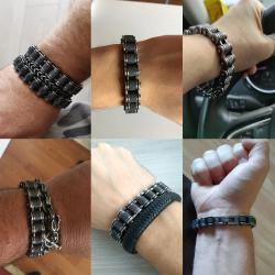 Motorradkettenarmband aus Edelstahl | Retro-Biker-Schmuck