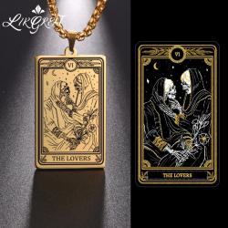 Colliers de tarot squelette sorcière - Bijoux gothiques pour couples