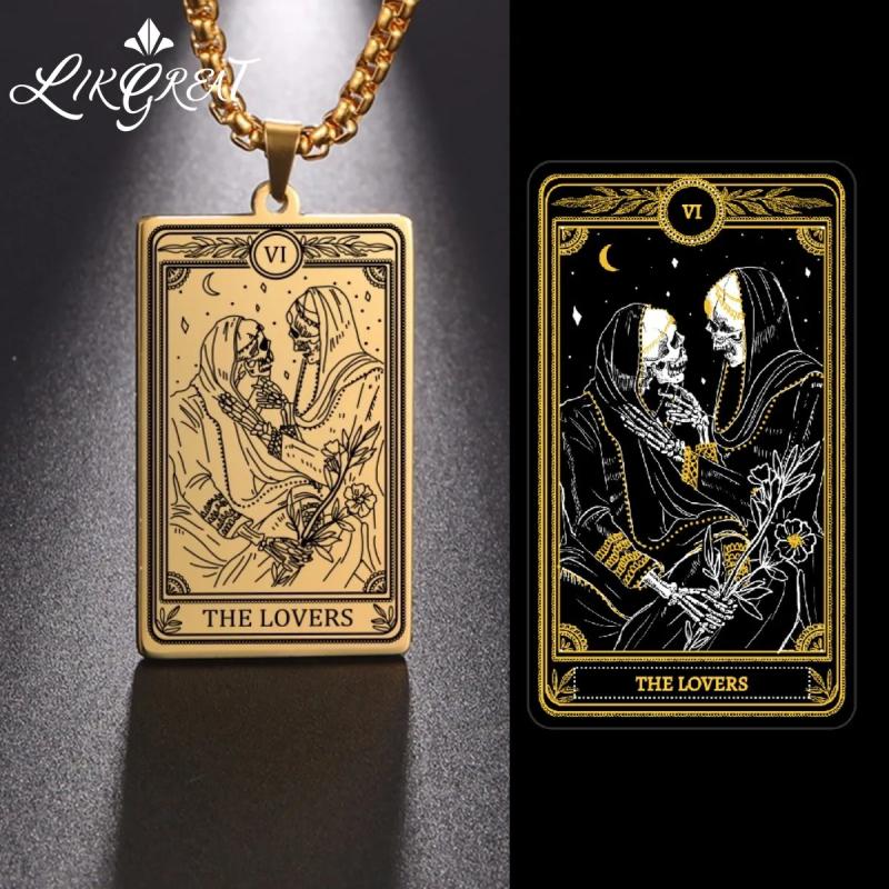 Cadı Temalı İskelet Tarot Kolyeleri - Çiftler İçin Gotik Takılar