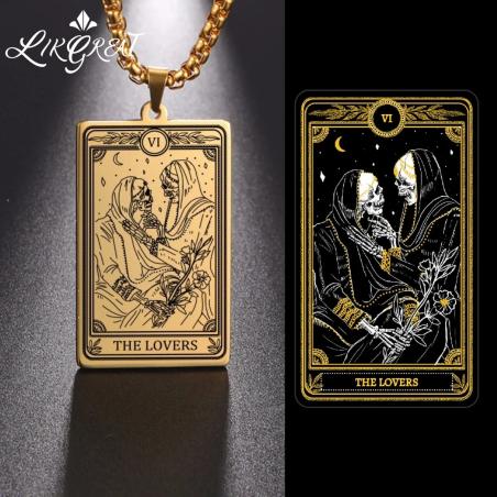 Cadı Temalı İskelet Tarot Kolyeleri - Çiftler İçin Gotik Takılar
