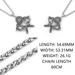 Collana con ciondolo a forma di ascia vichinga in acciaio inossidabile - Amuleto runico norreno
