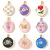 Médaillons tulipe et pendentifs papillon en émail | Bijoux à breloques à faire soi-même