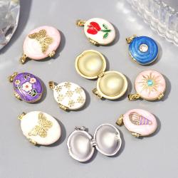 Médaillons tulipe et pendentifs papillon en émail | Bijoux à breloques à faire soi-même