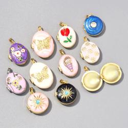 Médaillons tulipe et pendentifs papillon en émail | Bijoux à breloques à faire soi-même