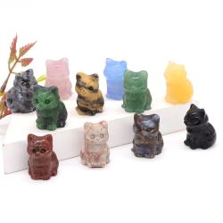 Doğal Taş Kedi Figürü | El Yapımı Reiki Şifa Dekorasyonu