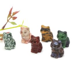 Doğal Taş Kedi Figürü | El Yapımı Reiki Şifa Dekorasyonu