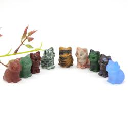 Doğal Taş Kedi Figürü | El Yapımı Reiki Şifa Dekorasyonu